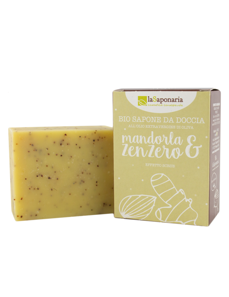 Jabón con Aceite de Oliva Virgen Extra  Almendra y Jengibre La Saponaria 100g