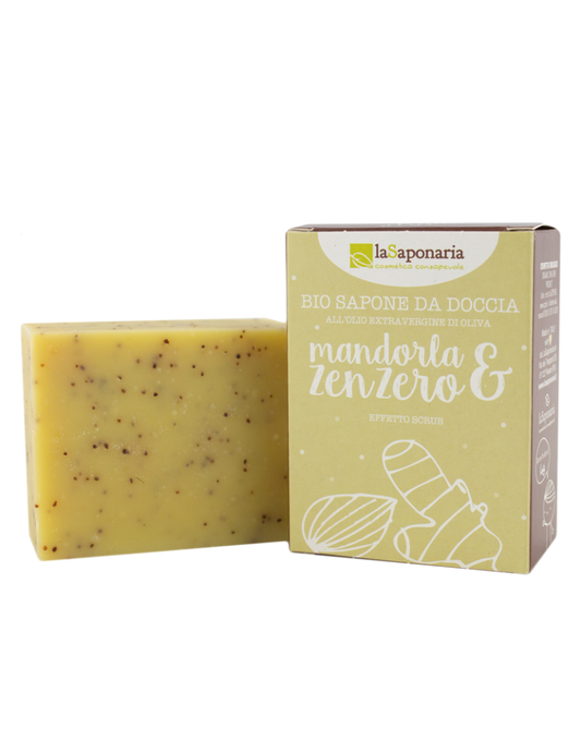 Jabón con Aceite de Oliva Virgen Extra  Almendra y Jengibre La Saponaria 100g