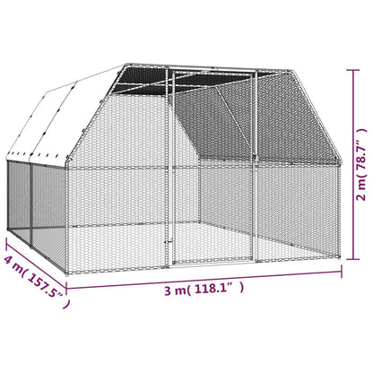Vidaxl Jaula Gallinero De Acero Galvanizado 3x4x2 M_4