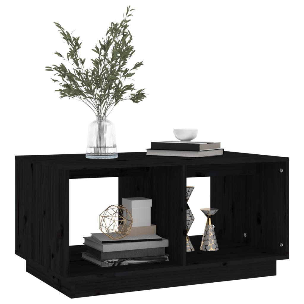 Mesa De Centro Madera Maciza De Pino Negro 80x50x40 Cm_2