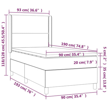 Cama Box Spring Colchón Y Luces Led Tela Color Crema 90x190 Cm / Vetonek_5