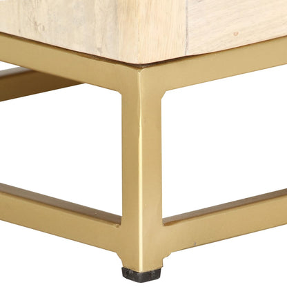 Mesita De Noche De Madera Maciza De Mango Dorado 40x30x50 Cm_2
