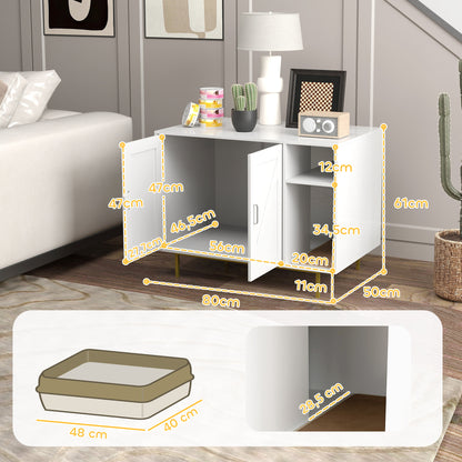 Pawhut Mueble Arenero Para Gatos Con Almohadilla Para Rascar 80x50x61 Cm Blanco_2
