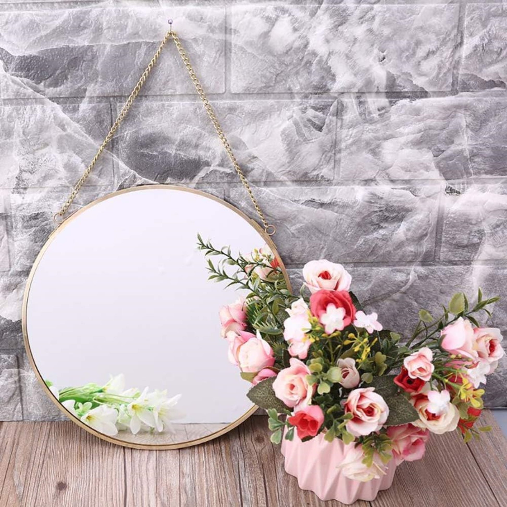 Well Home Set De 3 Espejos Redondos En Color Oro Con Cadena - Ø20cm Ø24cm Ø29cm_3