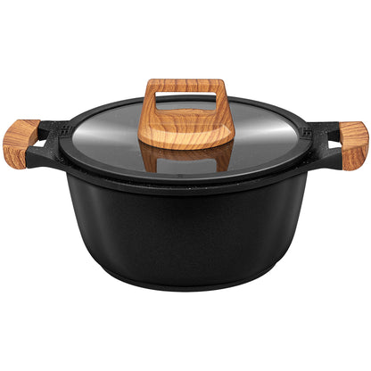 Batería Cocina Inducción Aluminio Fundido Antiadherente Sin Pfoa Set Cazuelas Sartén Utensilios Smile Mgk-23 Negro_2