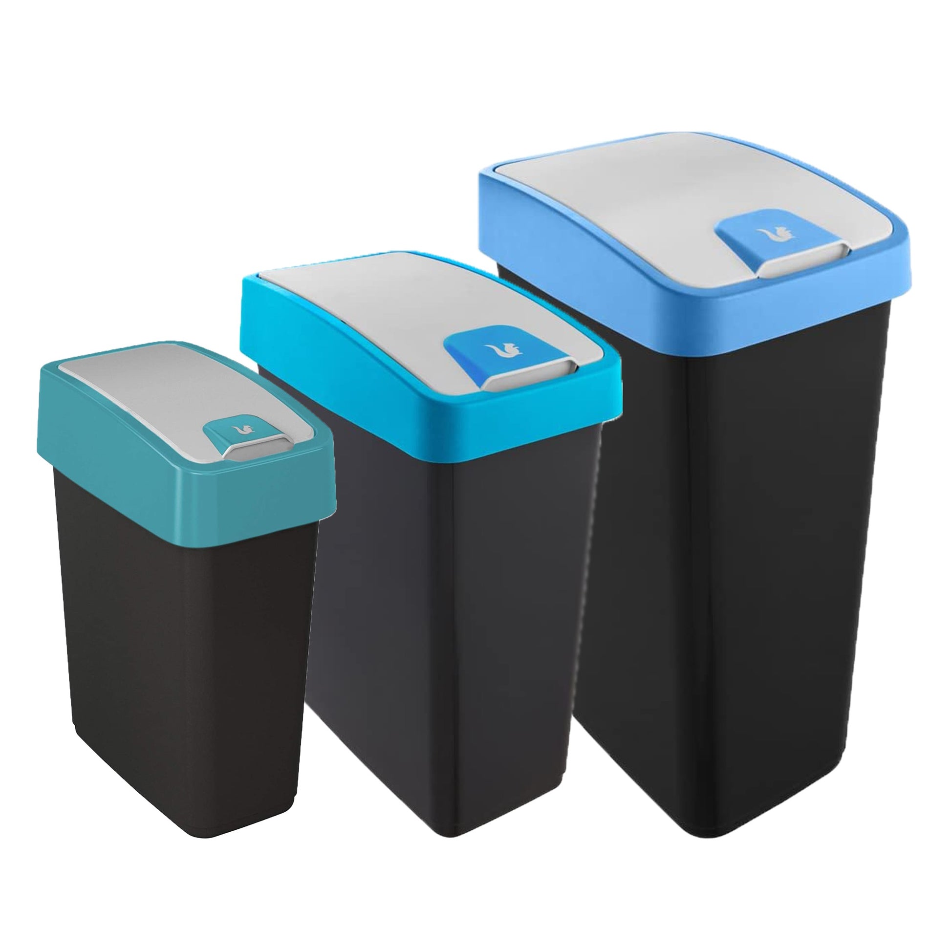 Set De 3 Cubos De Basura Premium Magne Con Tapa Abatible, Tacto Suave De 10/25/45 Litros En Color Azul_0