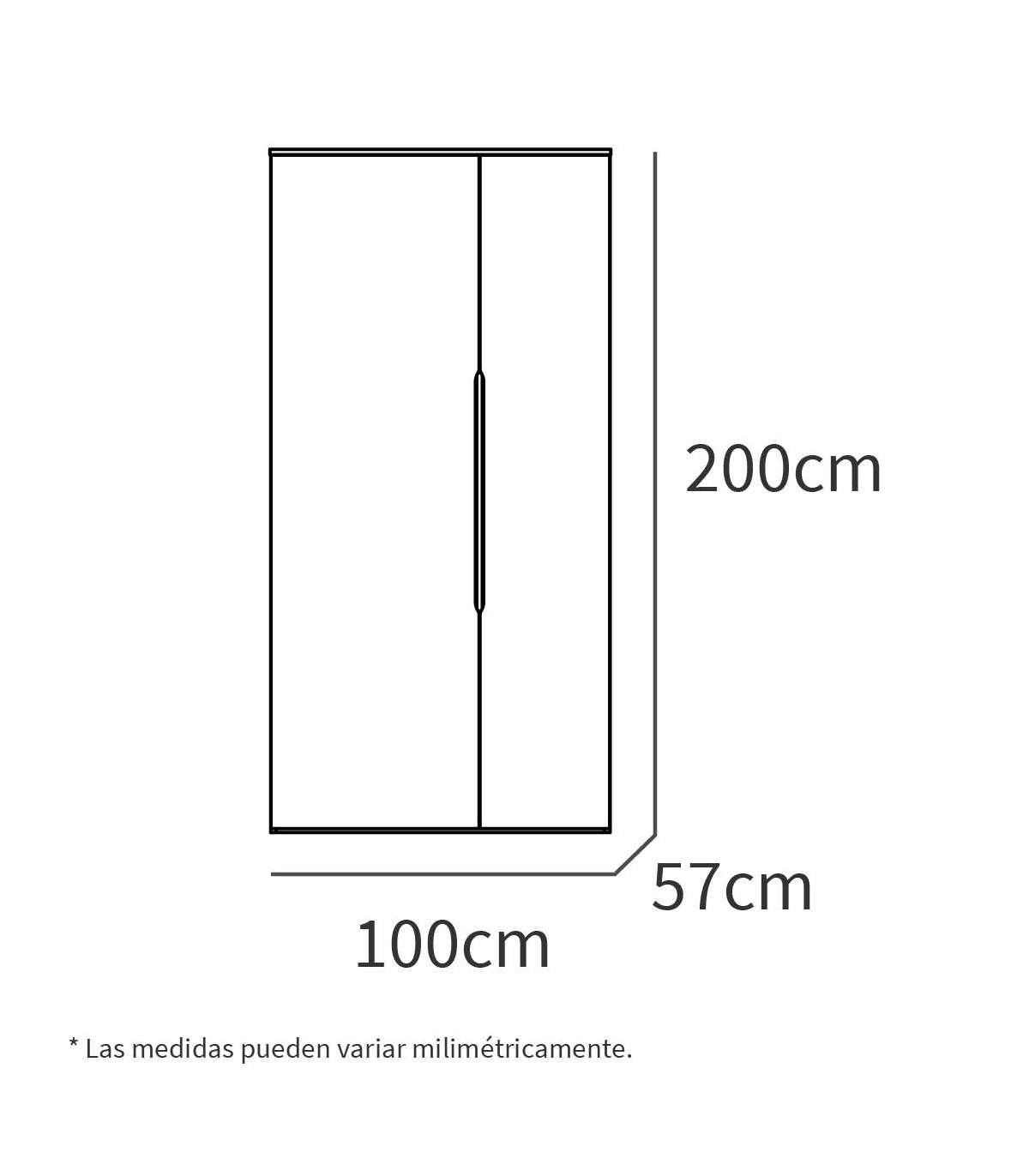 Armario Ropero 2 Puertas Abatibles Noa Acabado Roble Gold, 100cm(ancho) 200cm(altura) 57cm_3