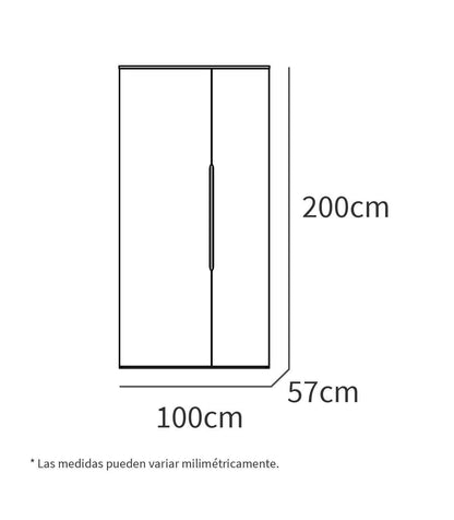 Armario Ropero 2 Puertas Abatibles Noa Acabado Roble Gold, 100cm(ancho) 200cm(altura) 57cm_3