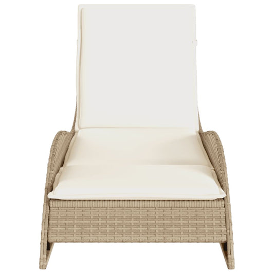 Tumbona Con Cojín Ratán Sintético Beige 60x205x73 Cm / Vetonek_0
