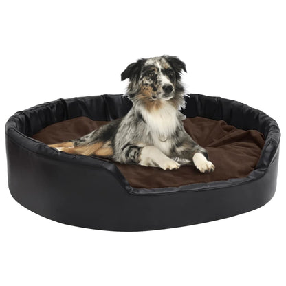 Vidaxl Cama De Perros Felpa Y Cuero Sintético Negro Marrón 99x89x21 Cm_1
