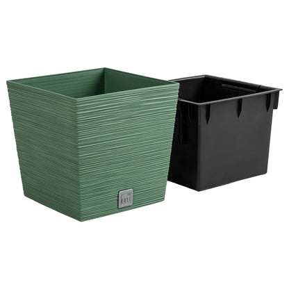 Macetero Color Verde Tierra, Con Depósito, Colección Furu, De 29,5 X 29,5 X 29 Cm, Capacidad De 14 L._2