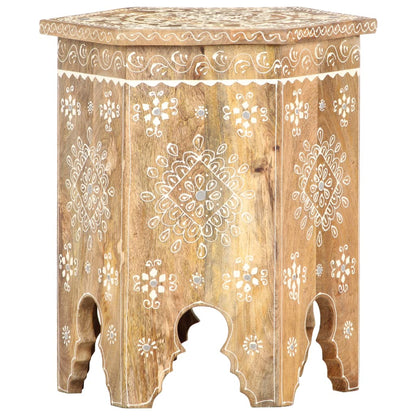 Mesa Auxiliar Pintada A Mano Madera Maciza De Mango 38x33x42 Cm_3