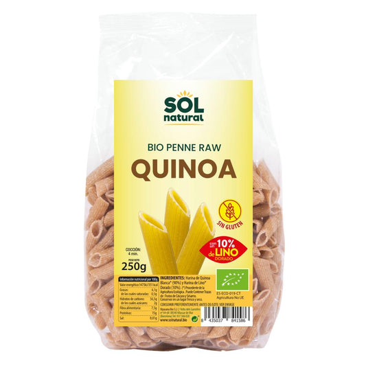 Macarrones de quinoa con lino bio sin gluten Sol Natural 250 g