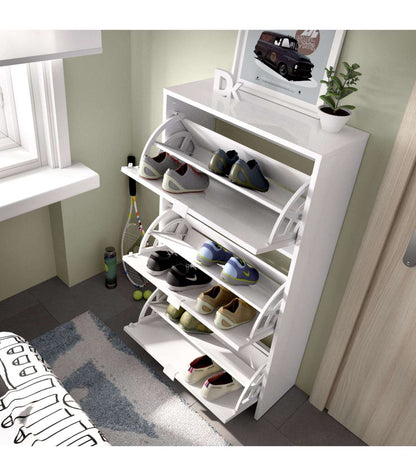 Zapatero 3 Puertas Porcuna Acabado Blanco Brillo, 61 Cm(ancho) 113 Cm(altura) 25 Cm(fondo)_4