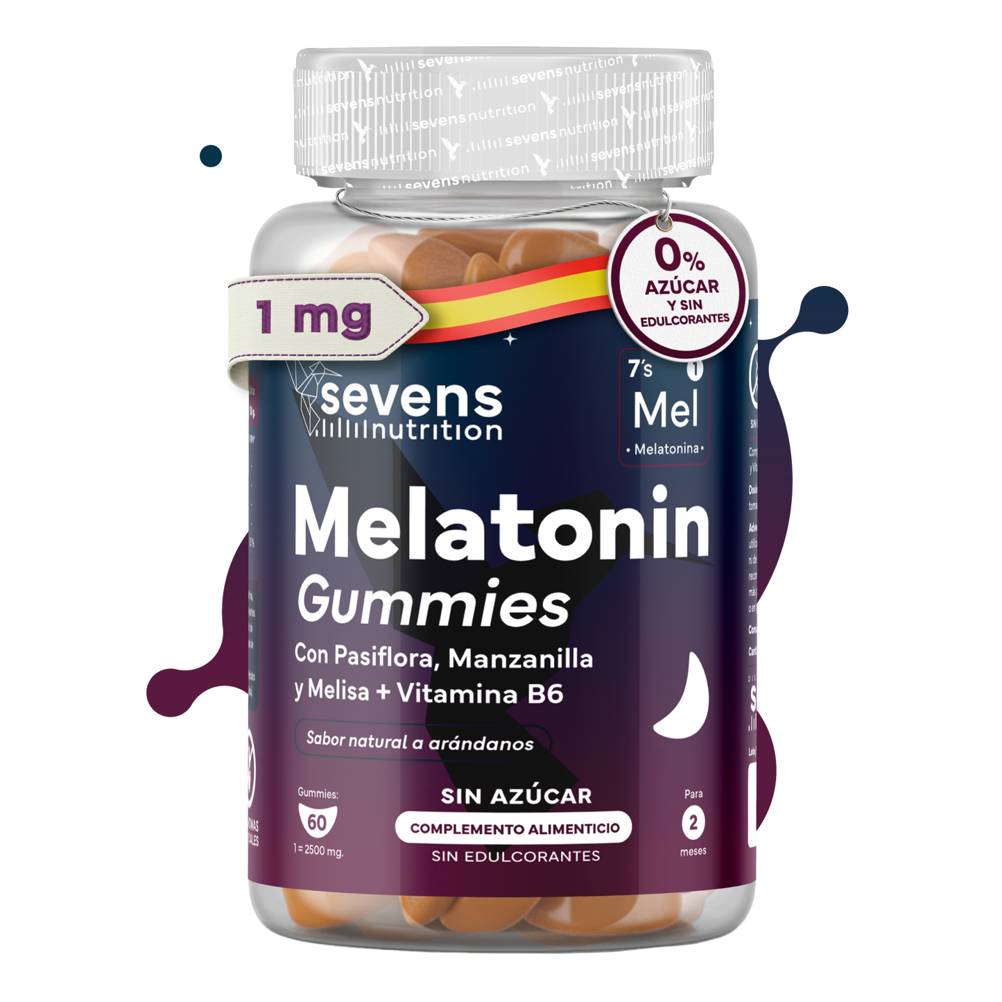 Melatonina En Gominolas Con Pasiflora, Manzanilla Y Melisa + Vitamina B6 Sin Azúcar De Sevens Nutrition_0