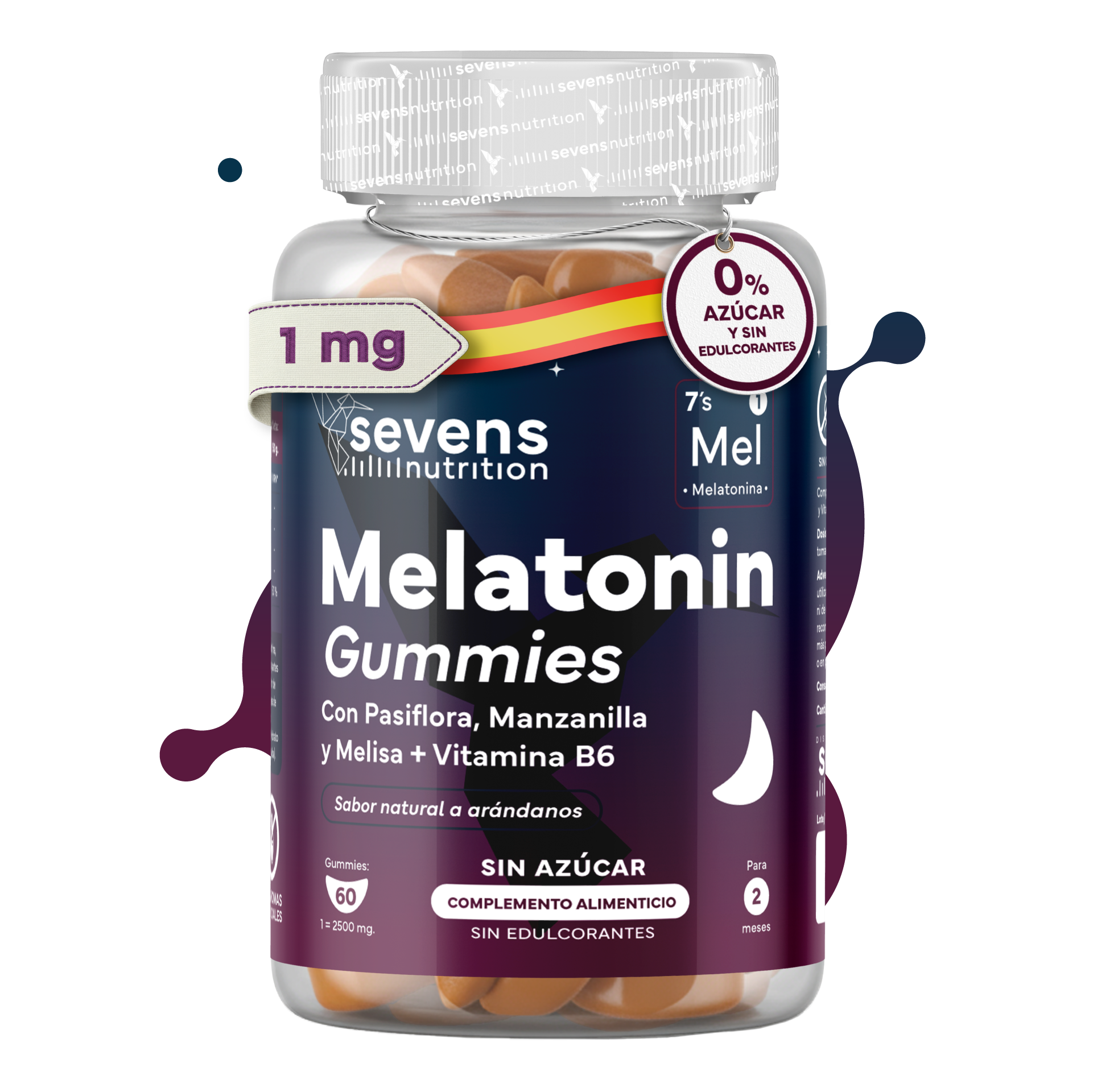Melatonina En Gominolas Con Pasiflora, Manzanilla Y Melisa + Vitamina B6 Sin Azúcar De Sevens Nutrition_0