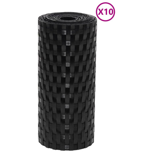 Toldos Para Balcón 10 Uds Ratán Sintético Negro 255x19 Cm / Vetonek_0