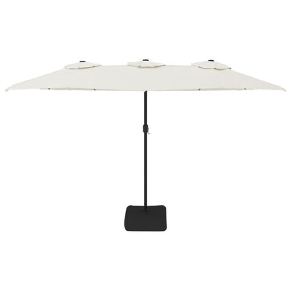 Vidaxl Sombrilla Doble De Jardín Con Luces Led Blanco Arena 449x265 Cm_3