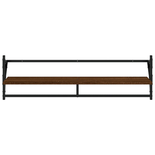 Estantes De Pared Con Barras 2 Uds Marrón Roble 100x25x30 Cm / Vetonek_0