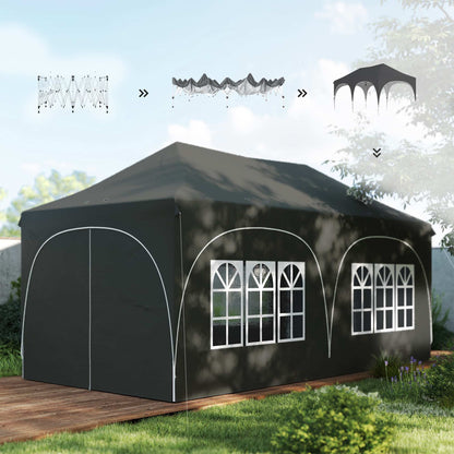 Outsunny Carpa Plegable 6x3 M Con Altura Ajustable 6 Laterales Extraíbles Gris_3
