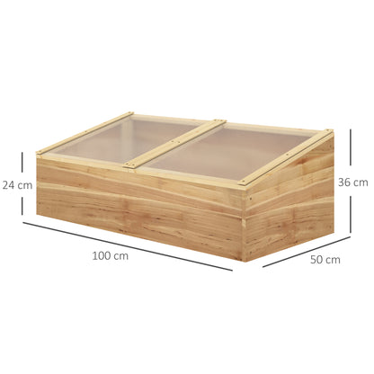 Outsunny Invernadero Madera Con Doble Tapa De Policarbonato Abatible 100x50x36cm_2