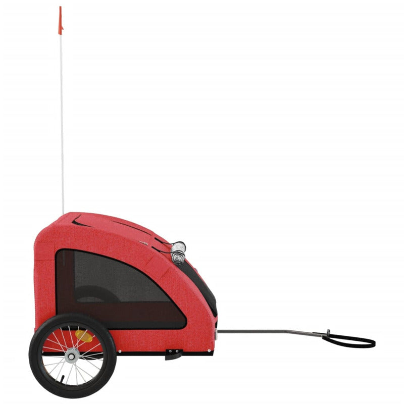 Vidaxl Remolque De Bicicleta Mascotas Hierro Tela Oxford Rojo_5