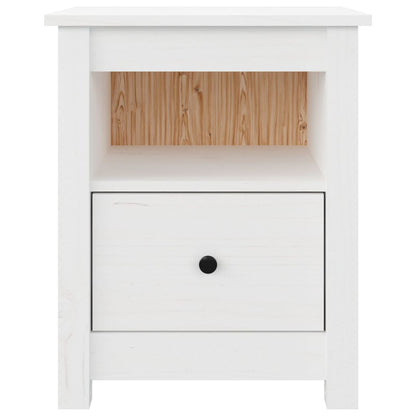 Mesita De Noche Madera Maciza De Pino Blanco 40x35x49 Cm_3