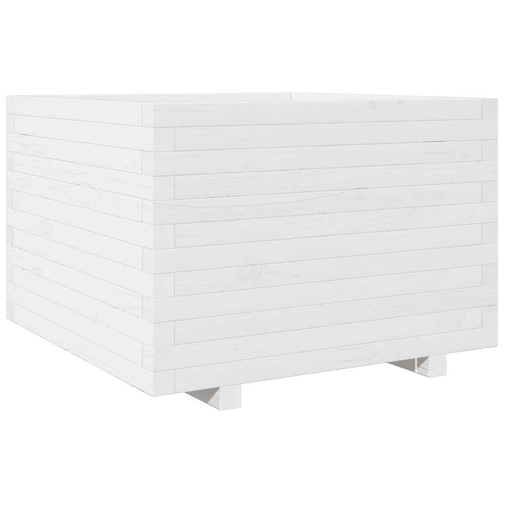 Jardinera Madera Maciza De Pino Blanco 70x70x49,5 Cm_0