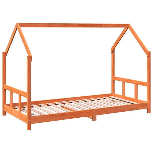 Vidaxl Estructura De Cama Infantil Madera De Pino Marrón Cera 90x190cm_0