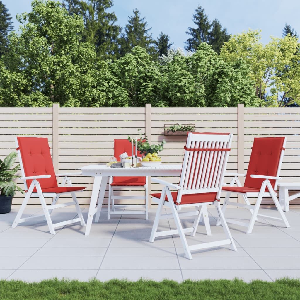 Vidaxl Cojín Silla De Jardín Respaldo Alto 4 Uds Tela Rojo 120x50x3 Cm_1