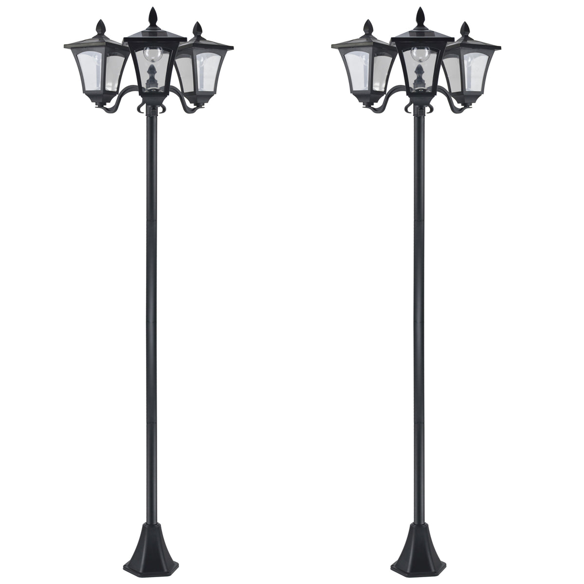 Farolas Solares Outsunny Plástico, Acero Inoxidable Negro 51.5x47x182.5 Cm_1