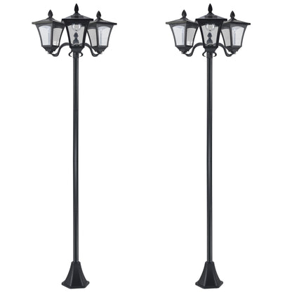 Farolas Solares Outsunny Plástico, Acero Inoxidable Negro 51.5x47x182.5 Cm_1