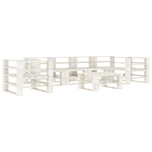 Vidaxl Juego De Muebles De Palés Para Jardín 7 Piezas Madera Blanco_0