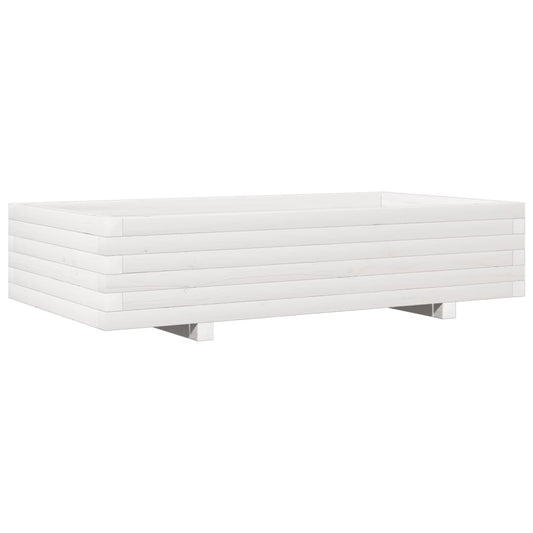 Jardinera De Madera Maciza De Pino Blanco 110x60x26,5 Cm_0