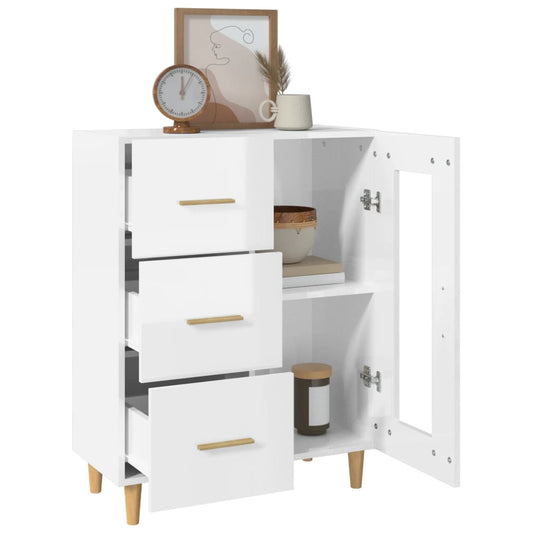 Aparador De Madera Contrachapada Blanco Brillante 69,5x34x90 Cm / Vetonek_0