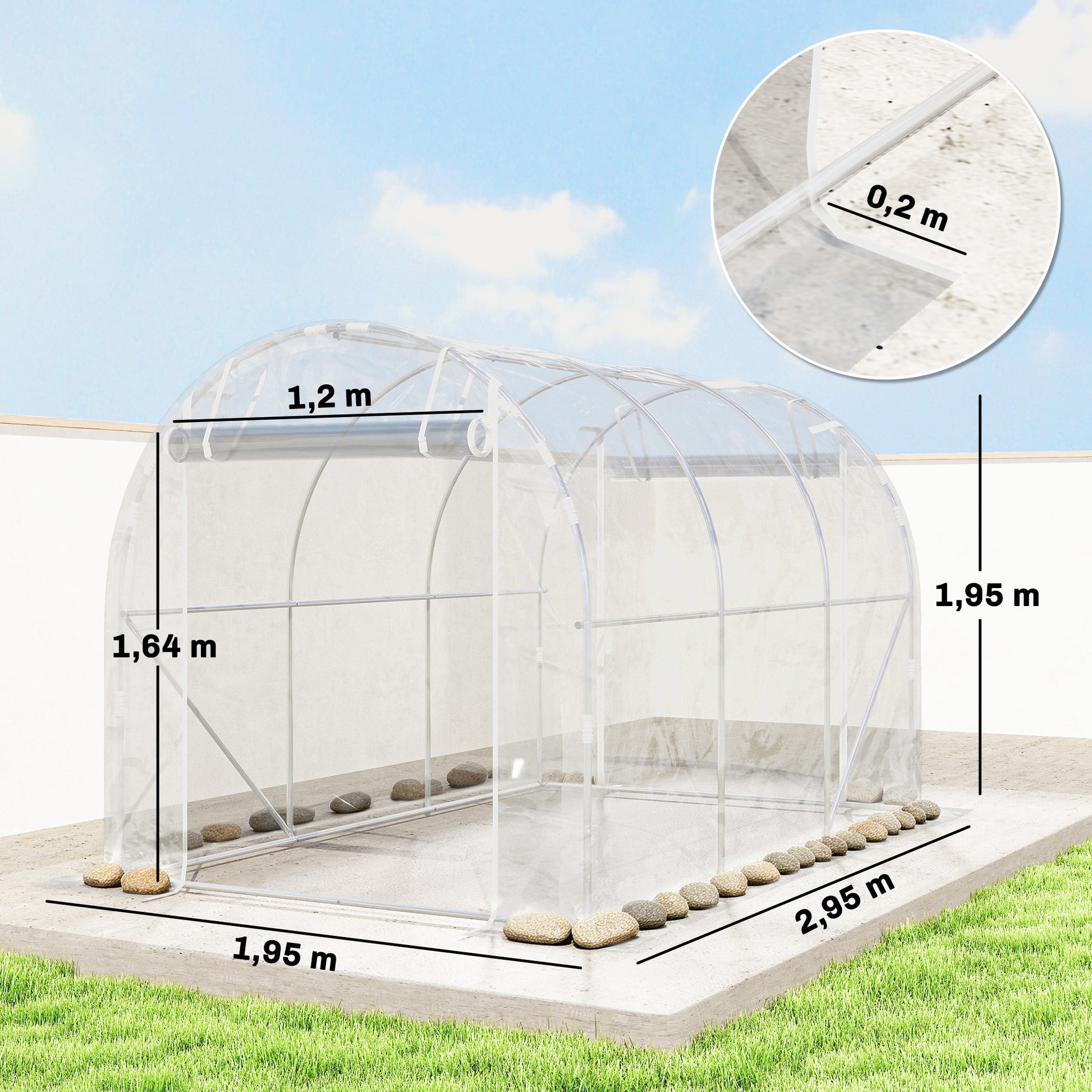 Outsunny Invernadero De Túnel 3x2x2 M Con 2 Puertas Enrollables Transparente_2