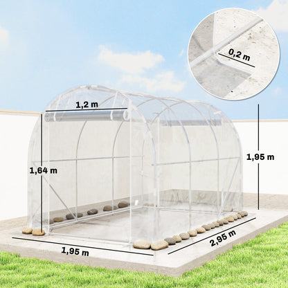 Outsunny Invernadero De Túnel 3x2x2 M Con 2 Puertas Enrollables Transparente_2