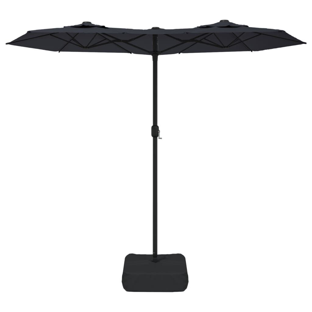 Vidaxl Sombrilla Doble De Jardín Con Luces Led Negro 316x145 Cm_3