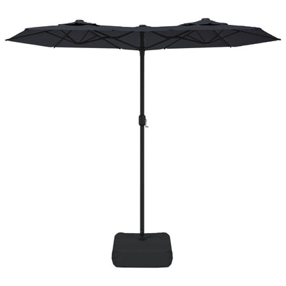 Vidaxl Sombrilla Doble De Jardín Con Luces Led Negro 316x145 Cm_3