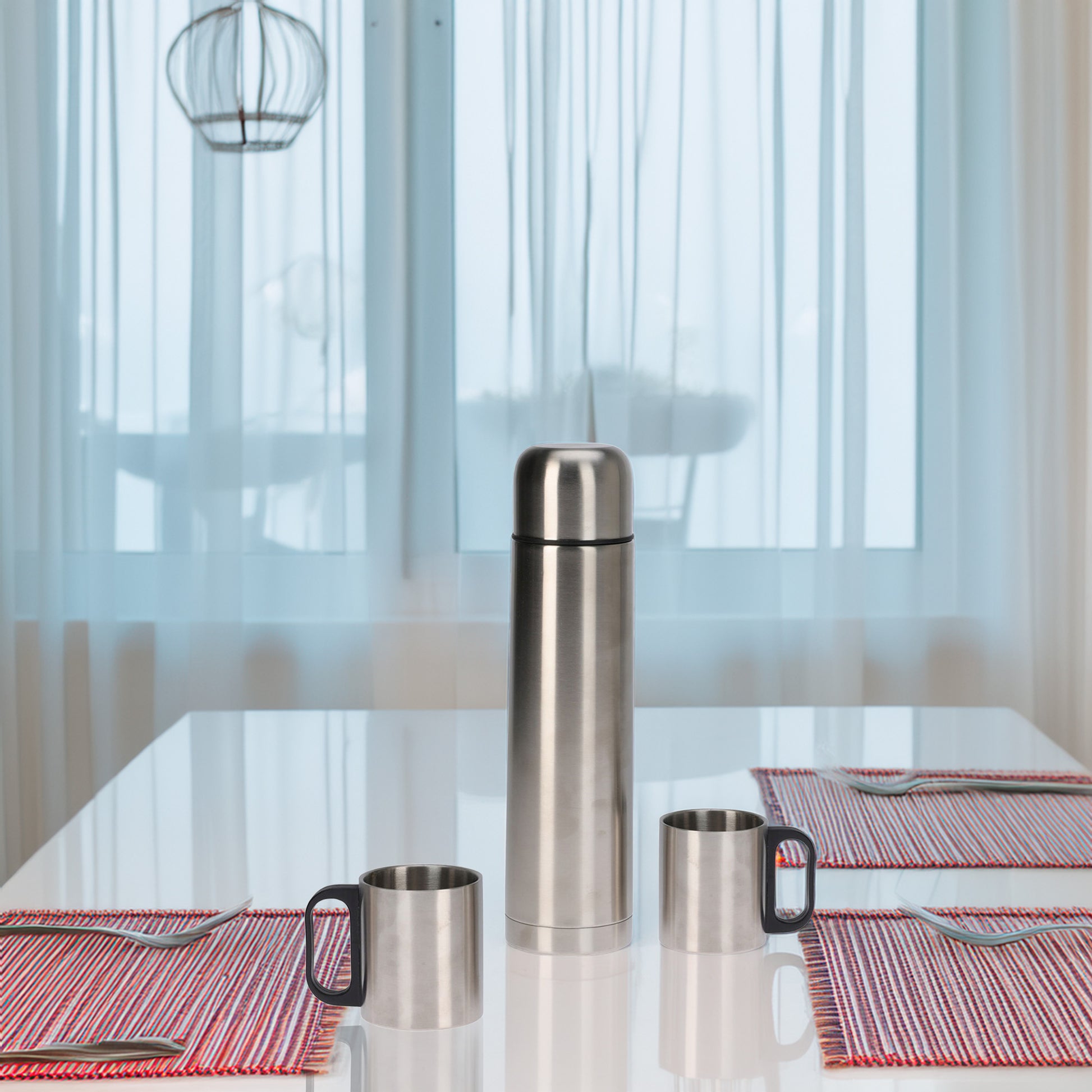 Well Home Termo De Acero Inoxidable 1l Modelo Bullet - Incluye 2 Tazas De 180ml_2