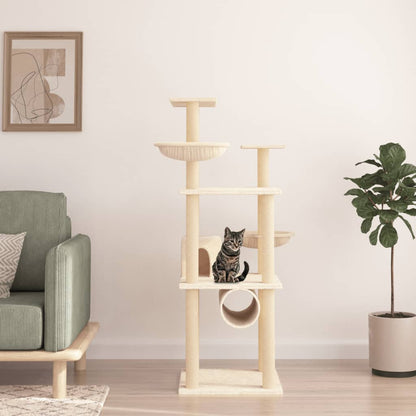 Vidaxl Rascador Para Gatos Con Postes De Sisal Color Crema 141 Cm_1