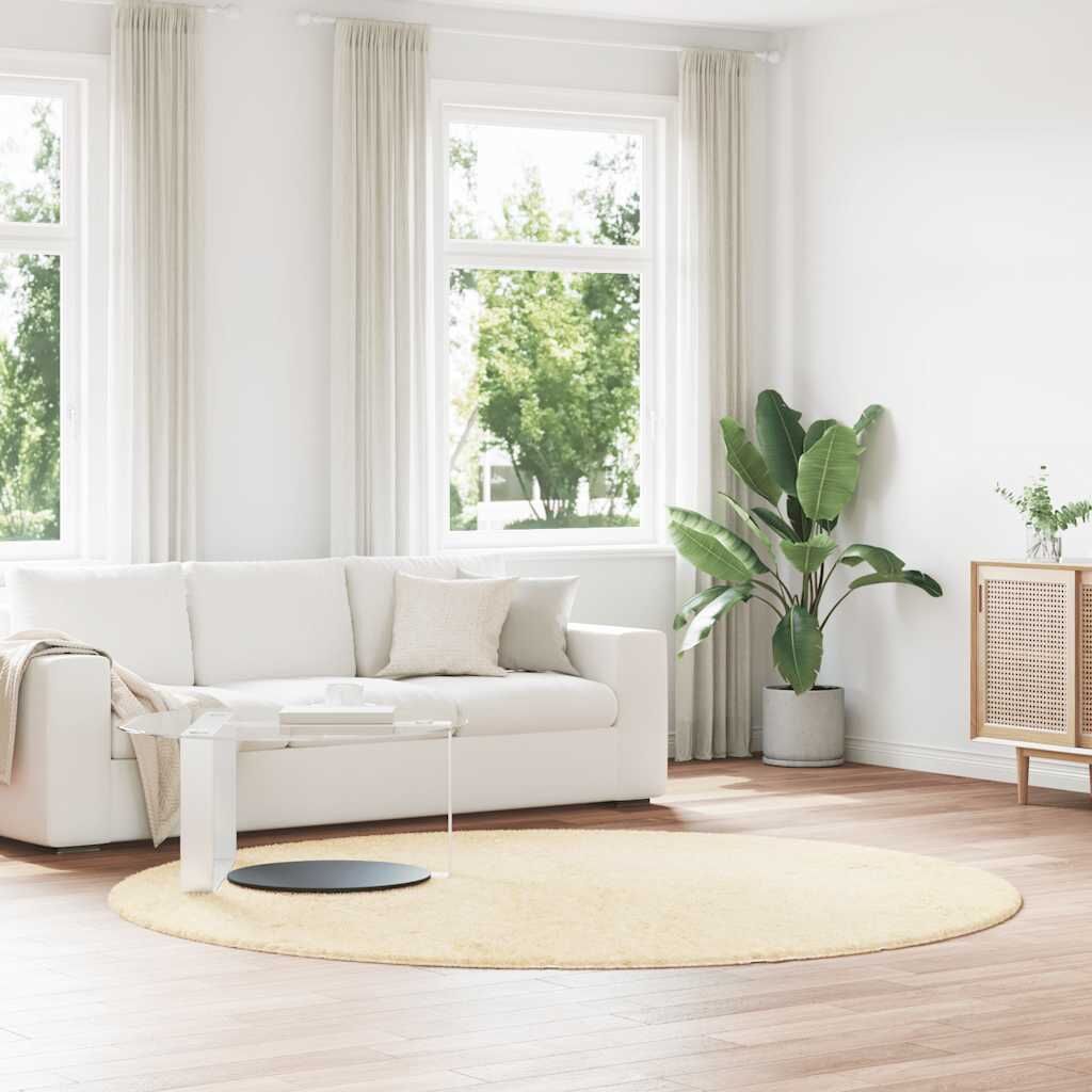 Vidaxl Alfombra Peluda De Pelo Largo Navarra Crema 240x240cm Poliéster_1