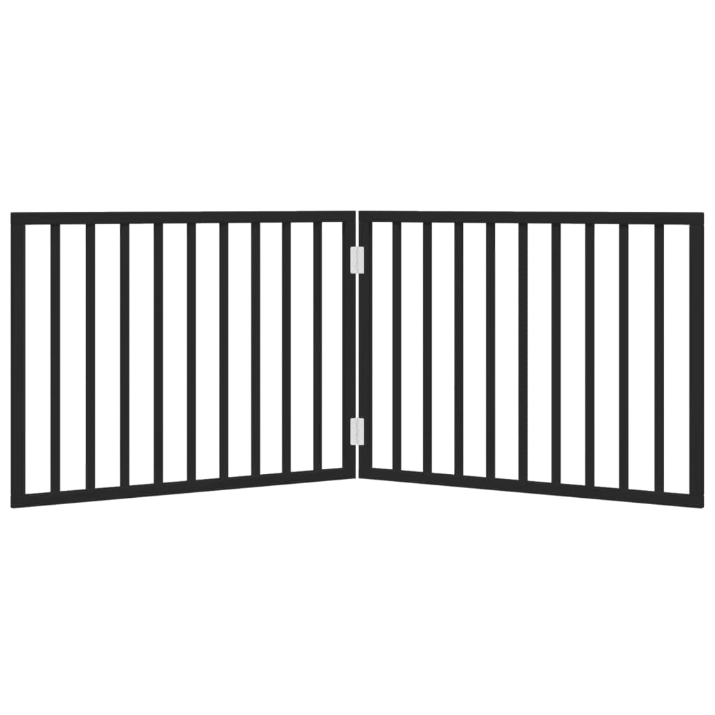 Vidaxl Puerta Para Perros Plegable De 2 Paneles, Color Negro, 160 Cm, Madera De Álamo_3