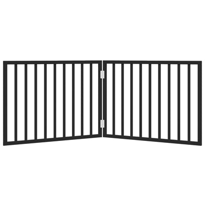 Vidaxl Puerta Para Perros Plegable De 2 Paneles, Color Negro, 160 Cm, Madera De Álamo_3