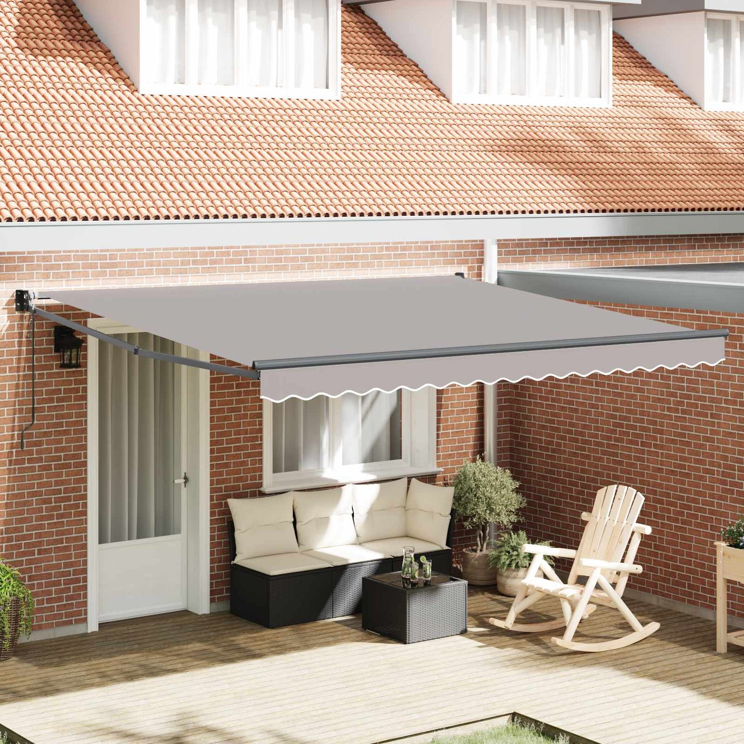 Toldo Retráctil Gris Claro 400 X 300 Cm Poliéster Y Metal_1