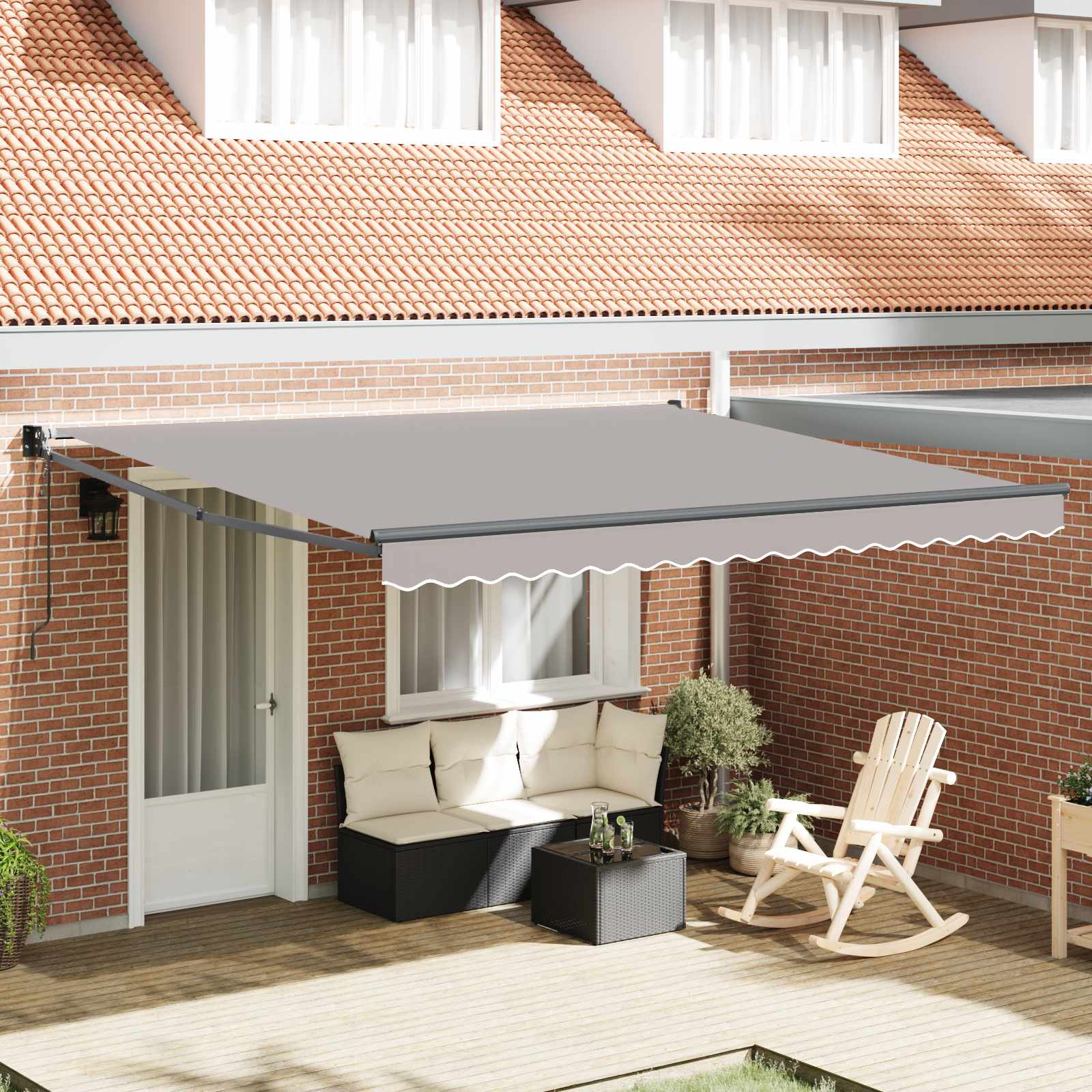 Toldo Retráctil Gris Claro 400 X 300 Cm Poliéster Y Metal_1
