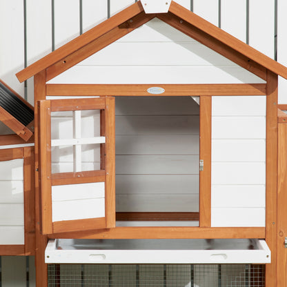 Pawhut Gallinero De Madera Para Exterior 181x79,5x117,5 Cm Con Corral De Metal_3