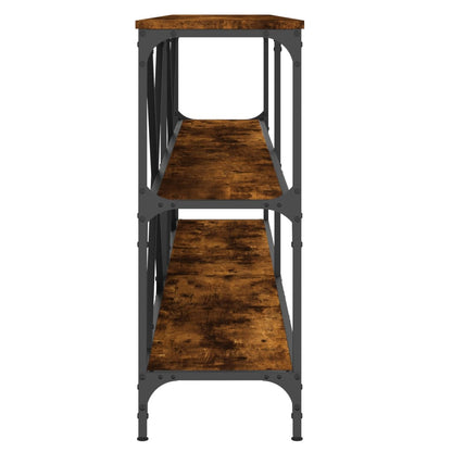 Mesa Consola Hierro Madera Ingeniería Roble Ahumado 200x30x75cm_3