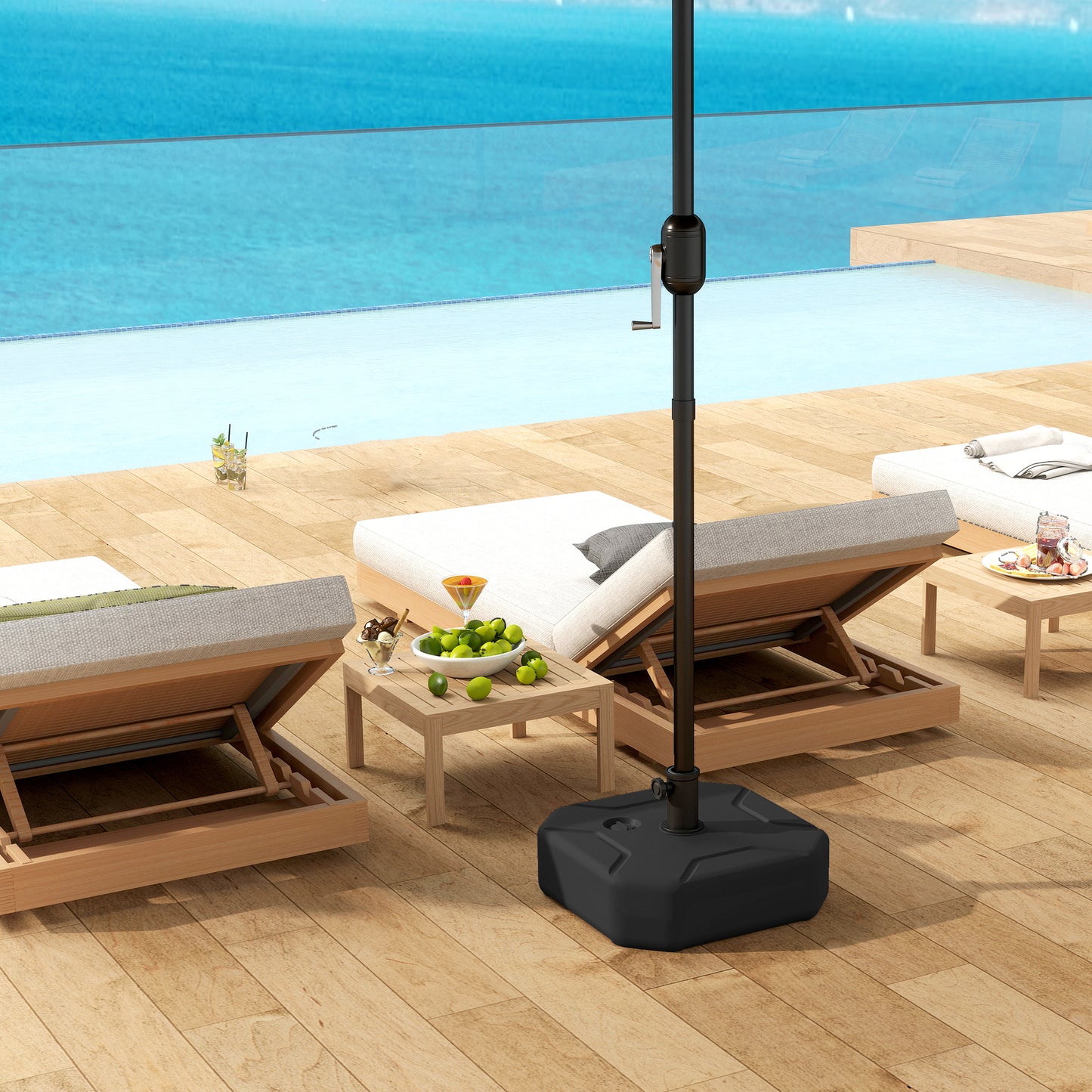 Outsunny Base Para Sombrilla Cuadrada Rellenable De Arena 25 Kg O Agua 20 Kg Negro_3
