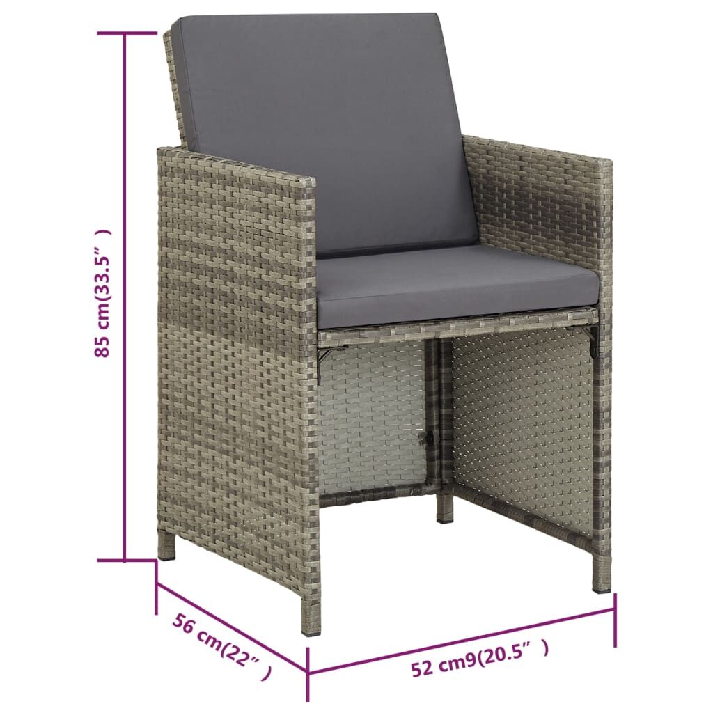Vidaxl Set De Comedor De Jardín 5 Pzas Y Cojines Ratán Sintético Gris_2